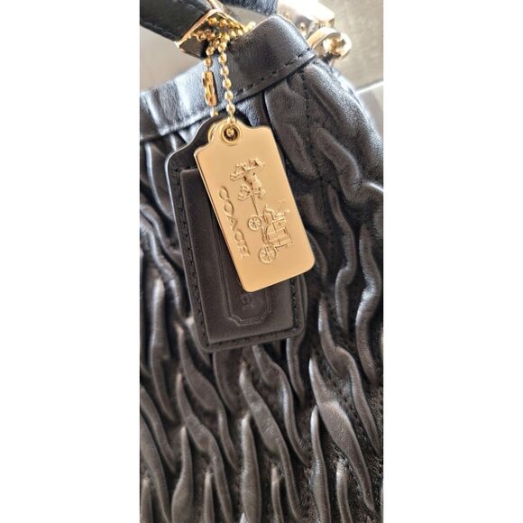 Coach Back Maddison Textured Leather Shoulder Bag Hobo Style Lattice Leather Bag - Picture 3 of 13